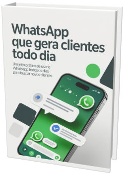 É um guia prático que mostra como usar o WhatsApp de forma organizada e constante para buscar novos clientes.